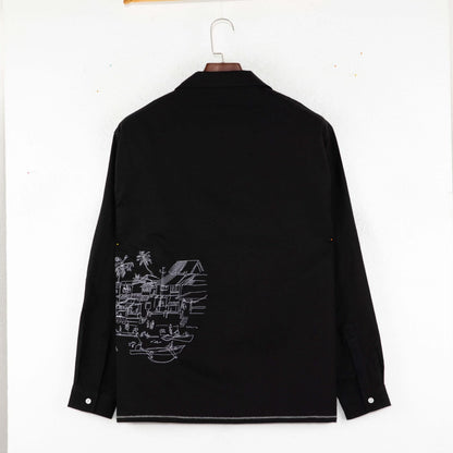 Linen Luxe Embroidered Shirt - ‘Gokarna Collar'